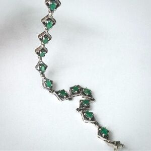 Natural Oval Emerald 5x3mm Tennis BRACELET 925 Sterling Silver Bracelet 8 inches